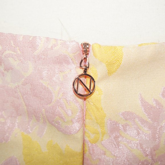 Nookie Solana Yellow Pink Brocade Mini Dress - Picture 3 of 7